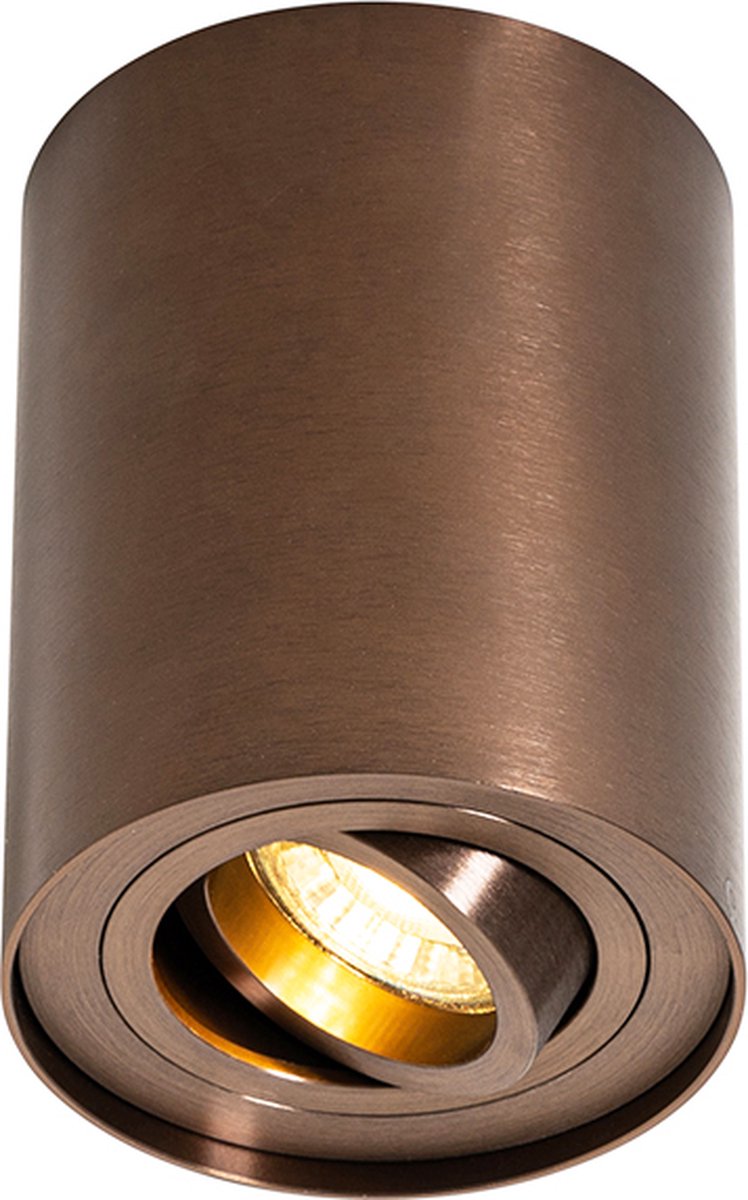QAZQA rondoo up - Moderne Plafondspot | Spotje | Opbouwspot - 1 lichts - Ø 9.65 cm - Brons - Woonkamer | Slaapkamer | Keuken