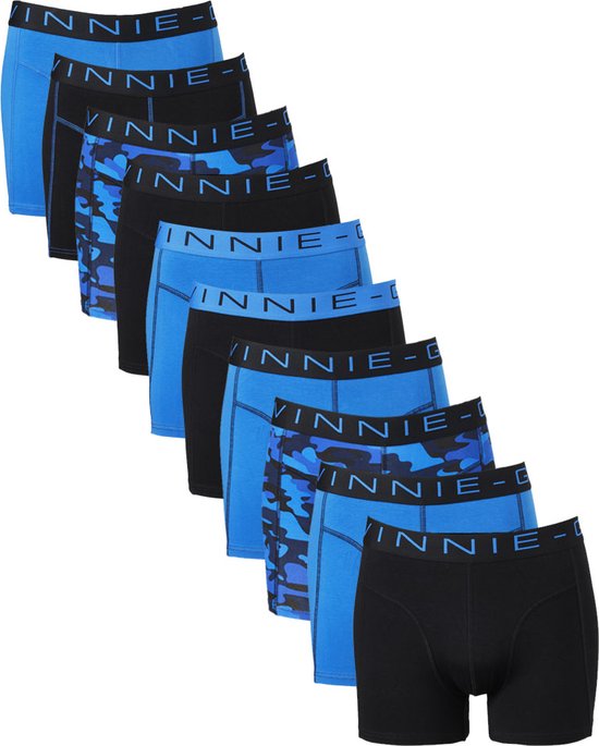 Vinnie-G Boxershorts Voordeelpakket - 10 stuks - Blue/Black - Maat M - Heren Onderbroeken - Geen irritante Labels - Katoen heren ondergoed