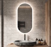 Ovale badkamerspiegel met directe en indirecte verlichting, verwarming, instelbare lichtkleur en dimfunctie 50×100 cm