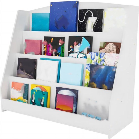 Hout Kinderboekenrek op de Muur 4 laags - 81cm×110cm×14cm - Wandkast
