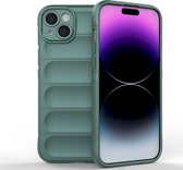 Mobigear Hoesje geschikt voor Apple iPhone 15 Plus Telefoonhoesje Flexibel TPU | Mobigear Bumpy Backcover | iPhone 15 Plus Case | Back Cover - Groen