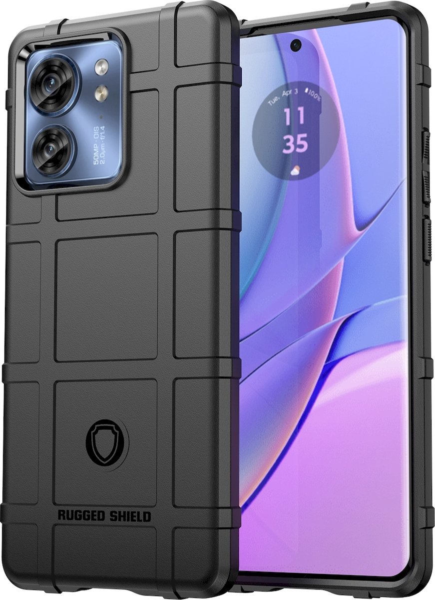 Mobigear Hoesje geschikt voor Motorola Edge 40 Telefoonhoesje Flexibel TPU | Mobigear Rugged Shield Backcover Shockproof | Schokbestendig Edge 40 Telefoonhoesje | Anti Shock Proof - Zwart