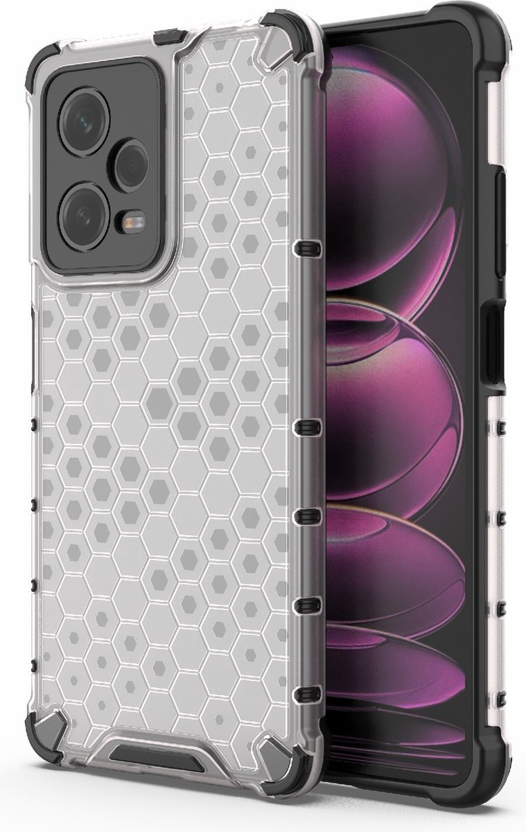 Mobigear Hoesje geschikt voor POCO X5 Pro Telefoonhoesje Hardcase | Mobigear Honeycomb Backcover Shockproof | Schokbestendig X5 Pro Telefoonhoesje | Anti Shock Proof - Wit
