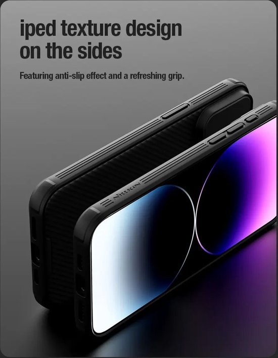 Nillkin CamShield Case pour Apple iPhone 15 - Coque arrière avec curseur d'appareil photo Zwart