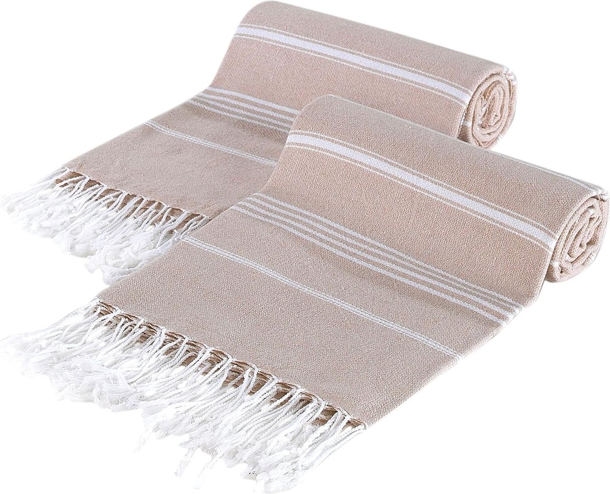 MEBY Set van 2 XXL saunahanddoeken (100x200 cm). Strandhanddoek, badhanddoek, Turkse hamamdoek, handdoek. 100% katoen (roze en blauw