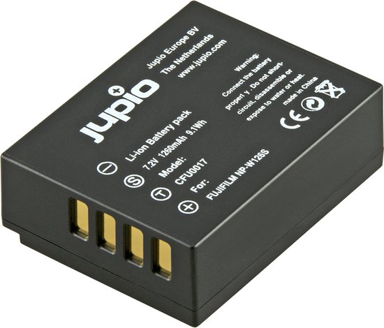 Jupio NP-W126S accu 1260mAh voor Fujifilm camera’s, vervangt Fujifilm NP-W126S batterij