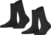 Esprit Fine Dot 2-Pack duurzaam organisch katoen multipack sokken dames zwart - Maat 39-42