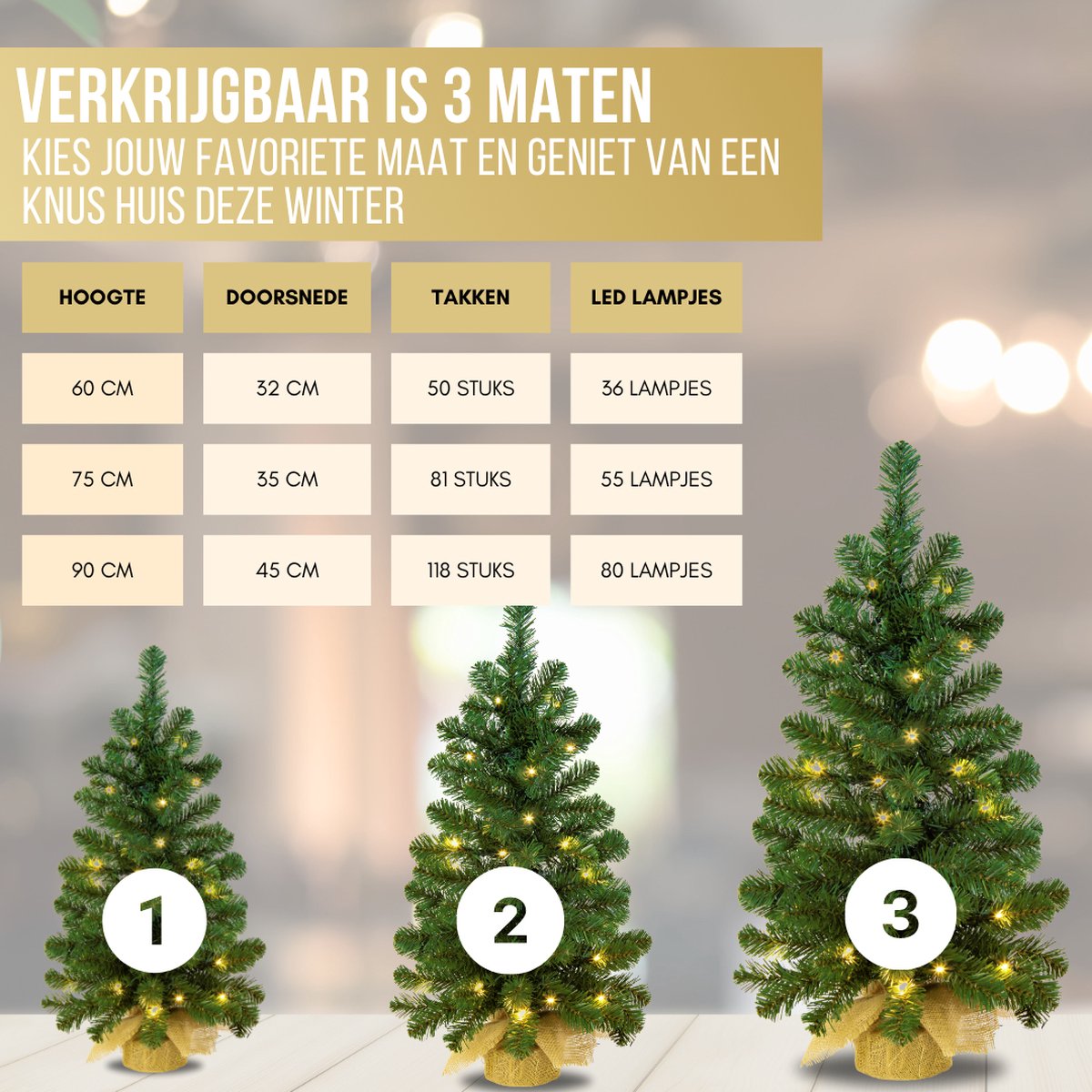 Excellent Trees® Jarbo 90 cm Mini Kerstboom - Batterij Verlichting 80 LED Lampjes - kant en klaar – foto 7