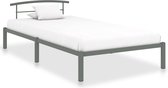 The Living Store Metalen Bedframe - Grijs - 210 x 110 x 63 cm - Geschikt voor 100 x 200 cm Matras