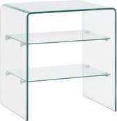 The Living Store Salontafel - transparant gehard veiligheidsglas 50x40x56 cm - 10mm dik tafelblad - 5mm dik schappen