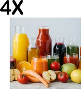 BWK Textiele Placemat - Gezonde Fruit en Groente Sappen - Set van 4 Placemats - 40x40 cm - Polyester Stof - Afneembaar