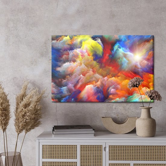 Painting King - Tableau Tableau Abstraction Colorée Et Moderne - 90 x 60 cm