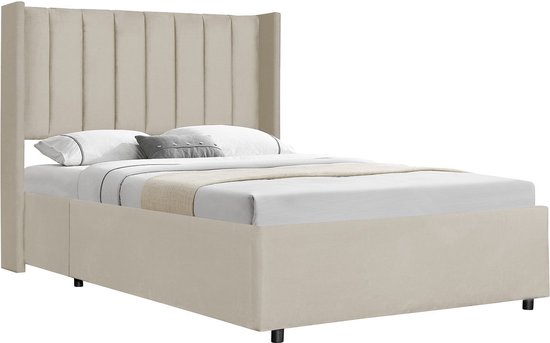 Gestoffeerd bed Savona - 200 x 140 cm - Beige - Incl. Bedlade