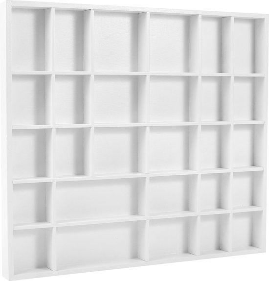 Creative Deco Kast Sieradendoos Box Wit | 28 Vakken | 44.5 x 40 x 3 cm | Houten | Decoupage en Decoratie