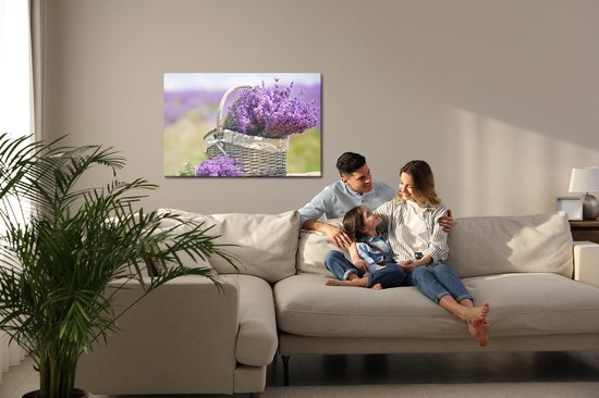 Painting King - Panier à peindre sur toile avec Fleurs de Lavande - 120 x 80 cm