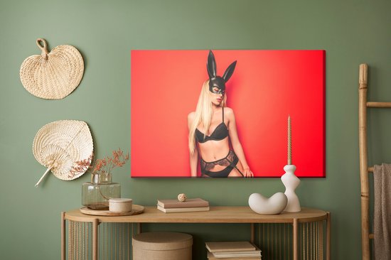 Painting King - Tableau sur toile Femme en costume de lapin - 100 x 70 cm