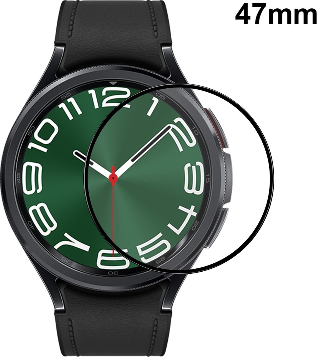 By Qubix - Screen protector Tempered Glass - Full cover - Geschikt voor de Samsung Galaxy Watch 6 Classic - 47mm