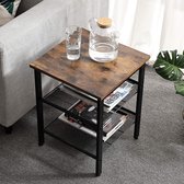 Set de 2 tables d'appoint Brad 40x40 2 tablettes - brun rustique/noir - Vasagle - Tables de coin - Brun|Noir - Panneaux de particules|Acier - Tables de coin