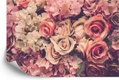 Fotobehang Kleurrijke Bloemen In Retrostijl - Vliesbehang - 368 x 280 cm