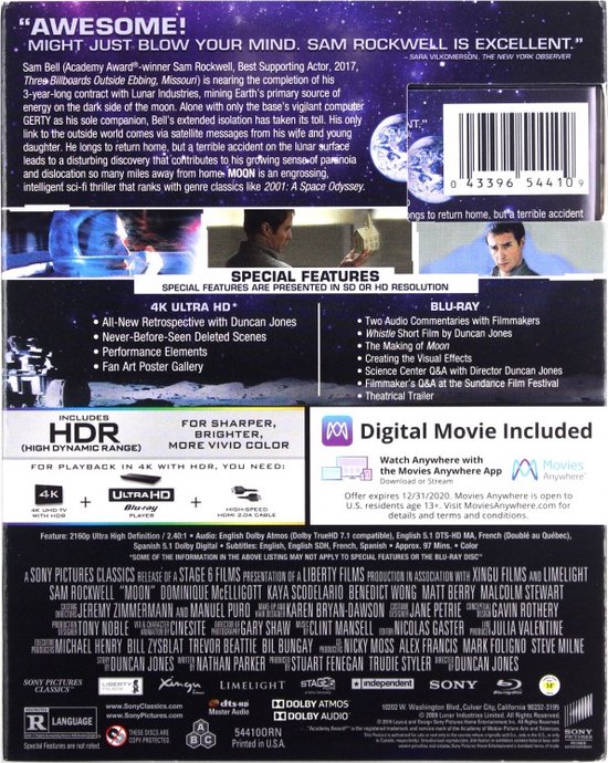 Moon - La face cachée [Blu-Ray 4K]+[Blu-Ray]