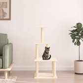 The Living Store Kattenmeubel - Kattenmeubel - 47.5 x 47.5 x 111 cm - Crème - Bewerkt hout - pluche en sisal