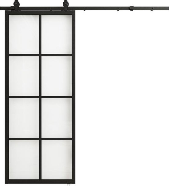 Porte coulissante suspendue H205 x L83 cm en aluminium et verre trempé  transparent