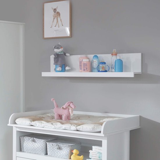 Étagère murale Chambre de bébé - Bibliothèque - Présentoir - Rebord de chambre d'enfant - Meuble de rangement - Bibliothèque pour enfants - Organiseur mural - Wit - 90 x 23 x 20 cm
