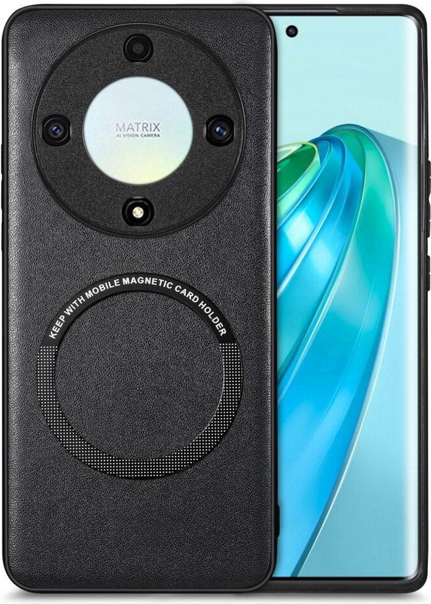 Honor Magic5 Lite Hoesje MagSafe Kunstleer Back Cover Zwart