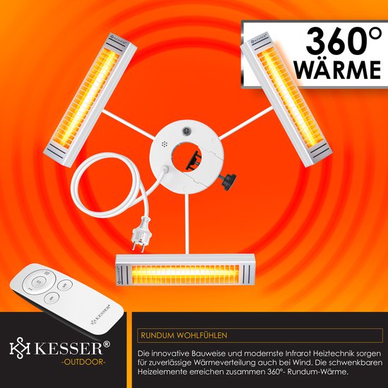 TRESKO infrarood verwarming, 3000 W, met afstandsbediening, elektrisch, voor op het