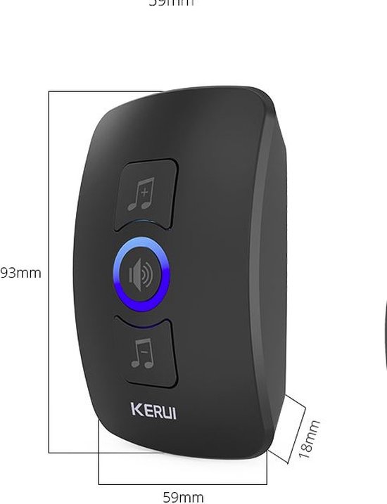 Kerui- Sonnette sans fil -1 recepteur - 32 mélodies- Led — afbeelding 3
