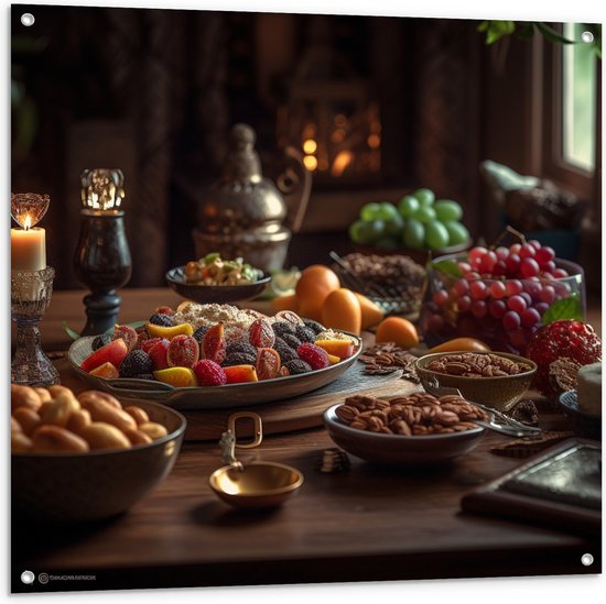 Tuinposter – Eten - Fruit - Ramandan - 100x100 cm Foto op Tuinposter (wanddecoratie voor buiten en binnen)