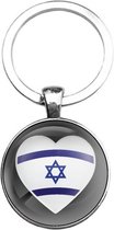 Sleutelhanger Glas - Hart Vlag Israel