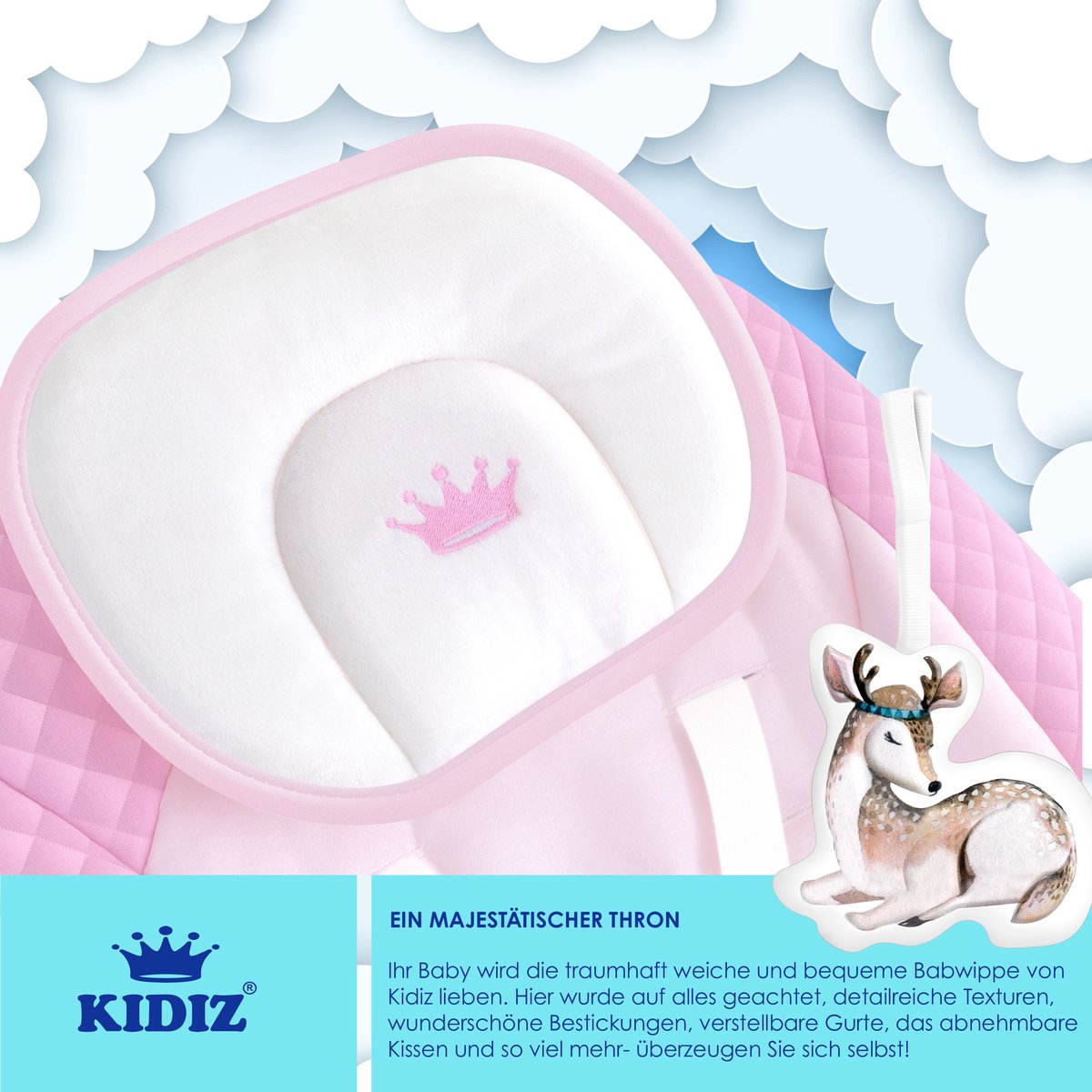 KIDIZ Wipstoel Baby Elektrisch Babyschommel tot max 9kg - Roze thumbnail 5