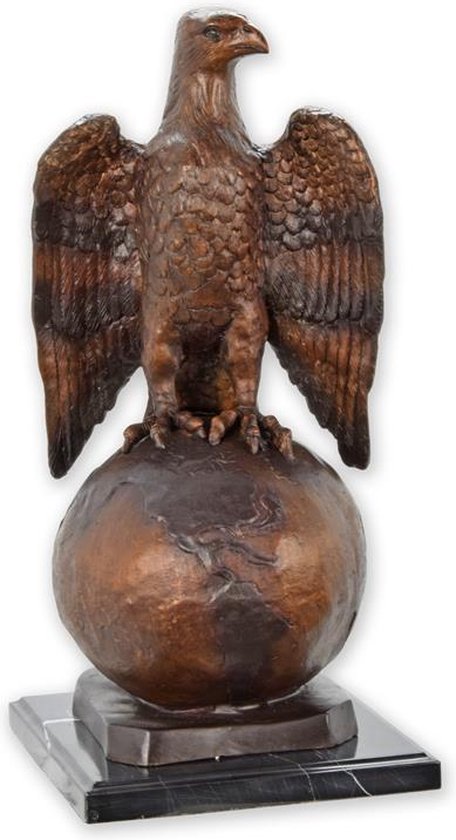 Brons beeld - adelaar op wereldbol - sculptuur - 53.5 cm hoog