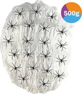 Fjesta Spinnenweb - Halloween Spinnenweb - Halloween Decoratie - Inclusief 25 Spinnen - 500g - Wit