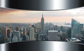 Fotobehang - Vlies Behang - New York Stad door Metalen Lijst 3D - 254 x 184 cm