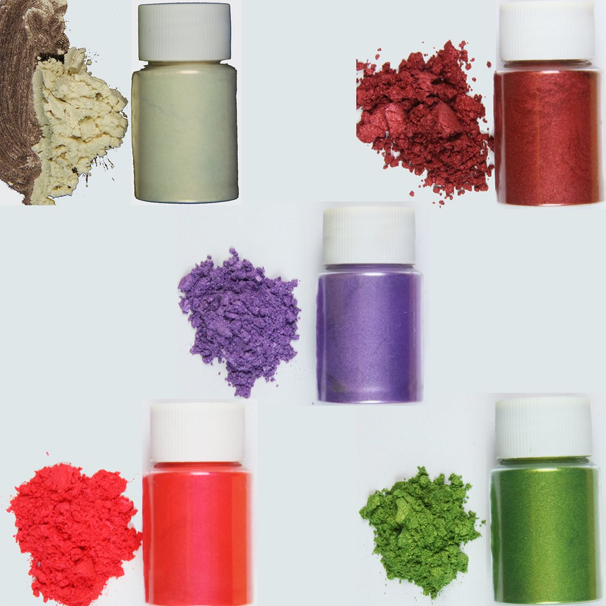 DW4Trading Epoxy Pigment Poeder 5 Kleuren van 10 gr Per Potje - Mica Kleurstof - Geschikt Voor Kaarsen, Zeep, Giethars, Sieraden - Set nr. 6