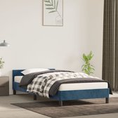 The Living Store Bedframe - Fluweel - Ondersteunende poten - Multiplex lattenbodem - Donkerblauw - 203 x 83 x 50 cm - Geschikt voor 80 x 200 cm matras for