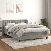 The Living Store Boxspringbed - fluweel - 140 x 200 - pocketvering