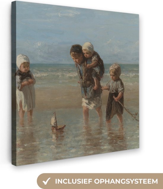 Canvas Schilderij Kinderen der zee - Schilderij van Jozef Israëls - 20x20 cm - Wanddecoratie