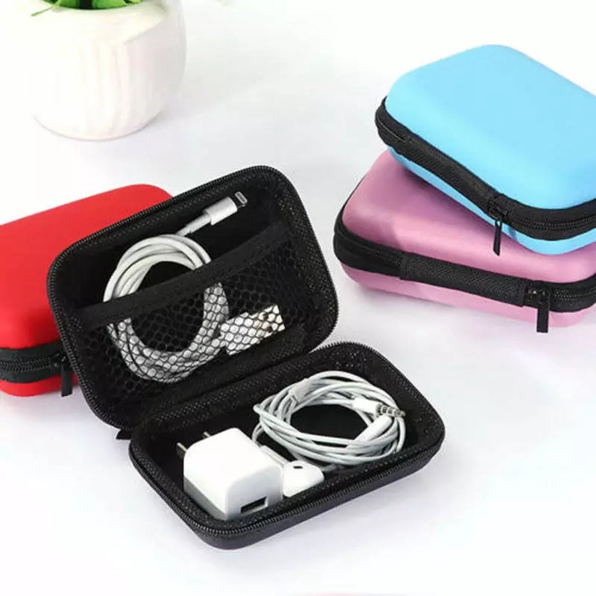 Multifunctionele elektronica organizer – 2,5 harde schijf hoes HDD/SSD 2 kleine opbergdoosjes, kabels, USB, opladers en kleine accessoires, beschermtas voor onderweg, zwart