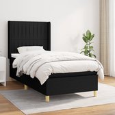 vidaXL Sommier tapissier avec matelas Tissu Noir 80x200 cm