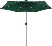 The Living Store Tuinparasol - LED Verlichting - Groen - 270 x 236 cm - Polyester