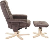 Relaxfauteuil M56, TV-fauteuil TV-fauteuil met hocker, stof/textiel ~ imitatie suède bruin