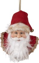 HAES DECO - Kersthanger Kerstman - Formaat 10x9x28 cm - Kleur Rood - Materiaal Textiel op kunststof - Kerstversiering, Kerstdecoratie, Decoratie Hanger, Kerstboomversiering