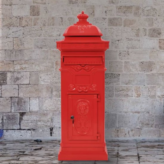 vidaXL - Pilaar - brievenbus - vintage - stijl - roestbestendig - aluminium - rood