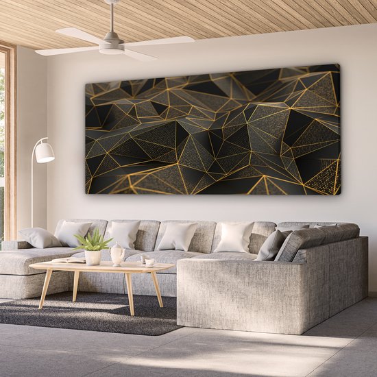 Zwart Gouden Muurkunst DHHXY Canvas Wanddecoratie - Zwart/goud Abstract Rotsschilderij, 50x100 Cm, Geen Frame, Voor Woonkamer, Slaapkamer Woonkamer Muur Decoratie