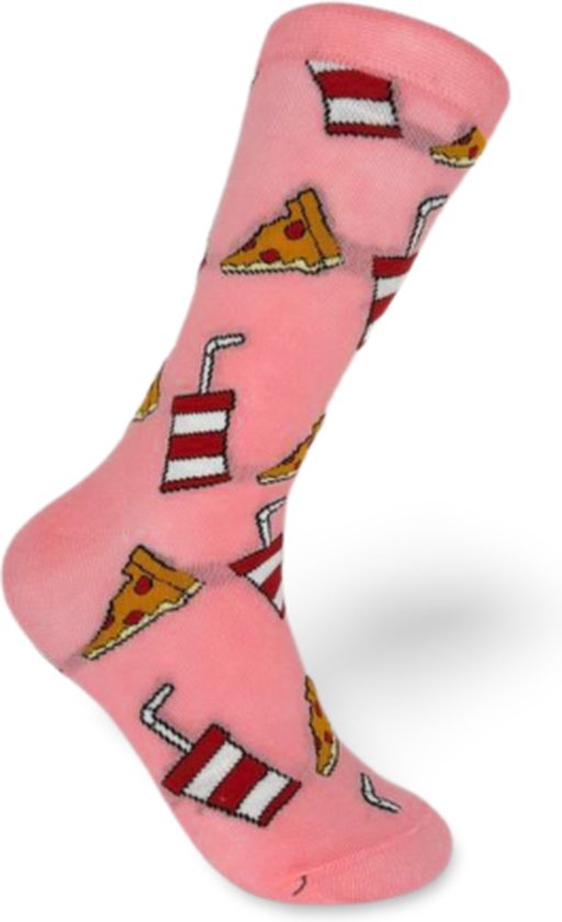 JustSockIt Roze fastfood sokken – Pizza & Milkshake