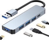 USB 3.0 Hub - 5 in 1 - USB 3.0 - USB 2.0 - USB-C - USB adapter splitter - Grijs - Provium