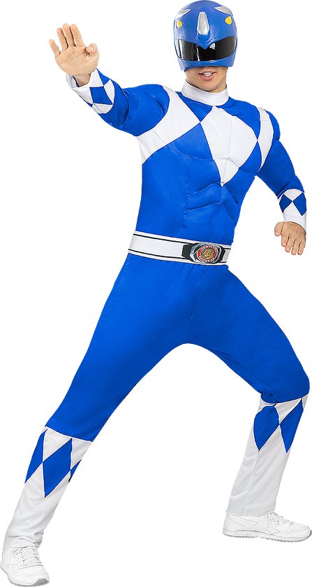 Funidelia | Blauw Power Rangerkostuum voor mannen - Films & Series, Superhelden, Tekenfilms - Kostuum voor Volwassenen Accessoire verkleedkleding en rekwisieten voor Halloween, carnaval & feesten - Maat XL - Blauw